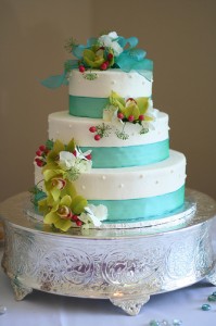 turquoise cake you can't even tell we made two trips for this cake, see?